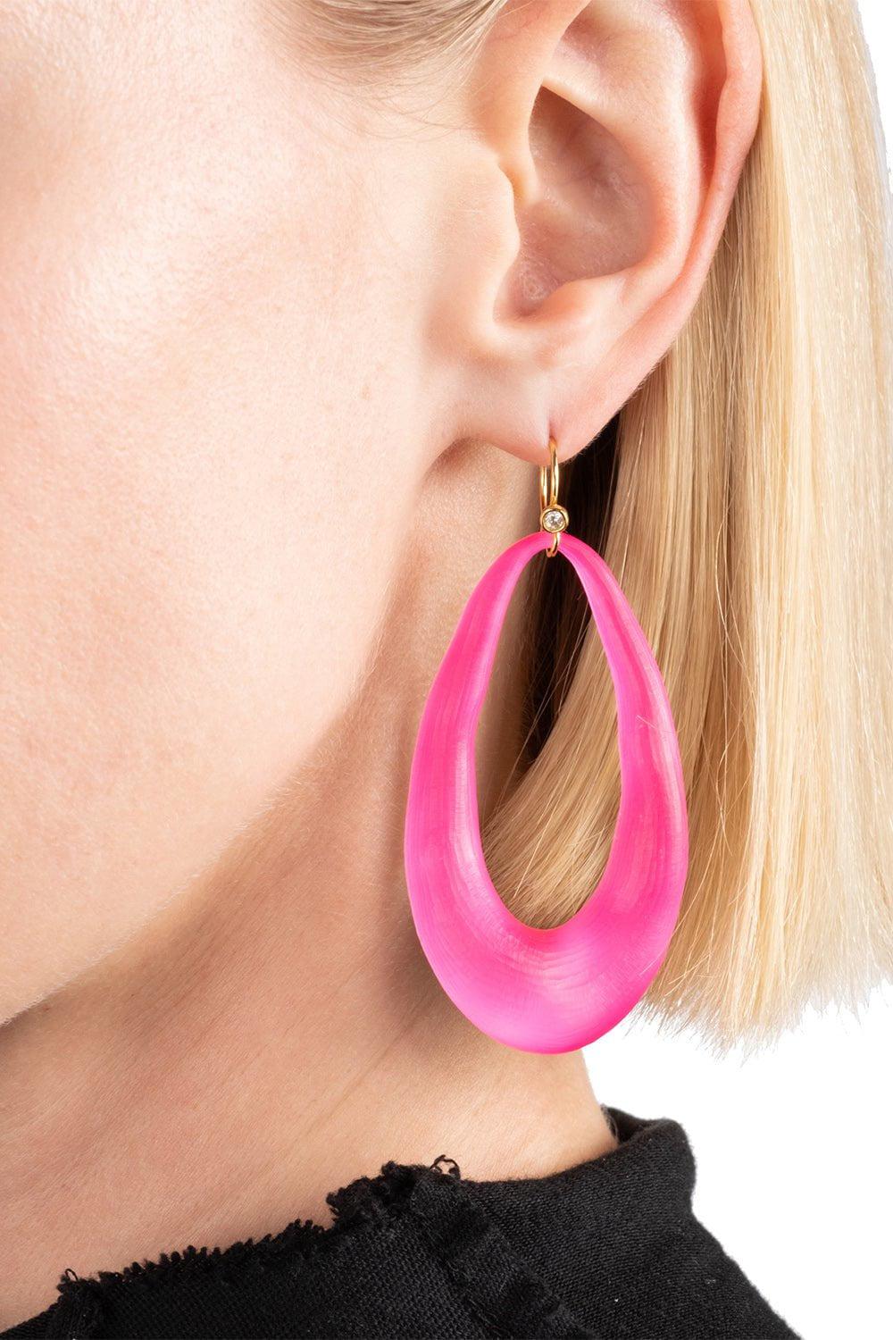 ALEXIS BITTAR-Lucite Link Wire Earrings - Neon Pink-NEONPINK
