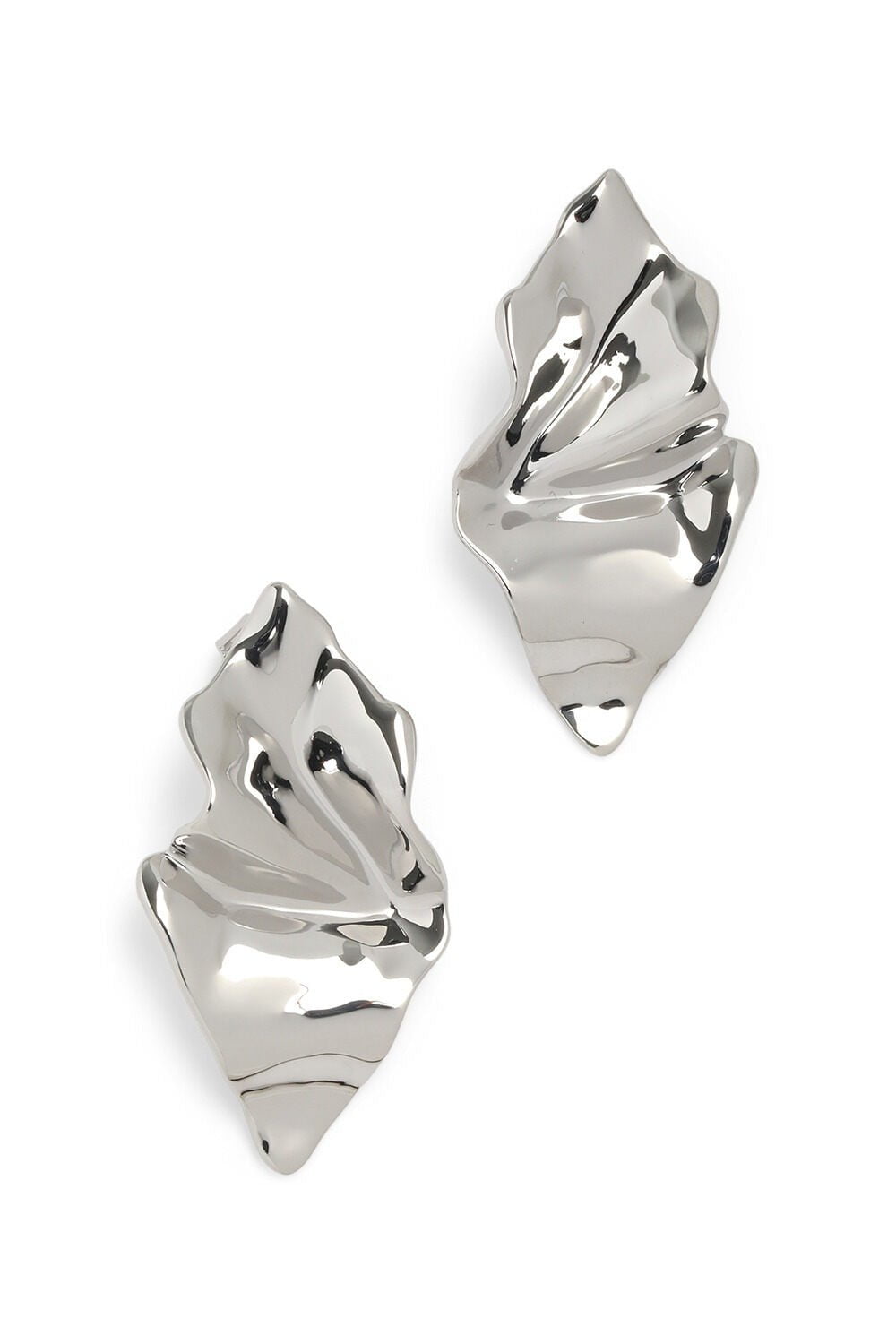ALEXIS BITTAR-Crumpled Small Post Earrings-RHODIUM