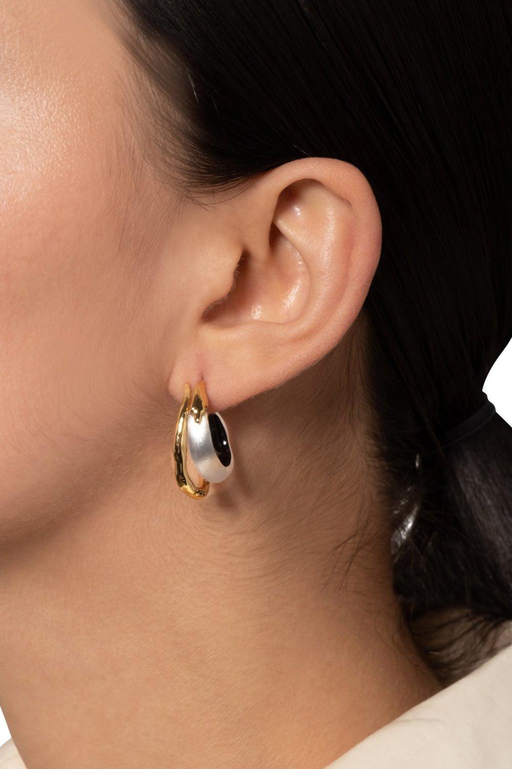 ALEXIS BITTAR-Large Molten Double Hoop Earrings - Silver-SILVER