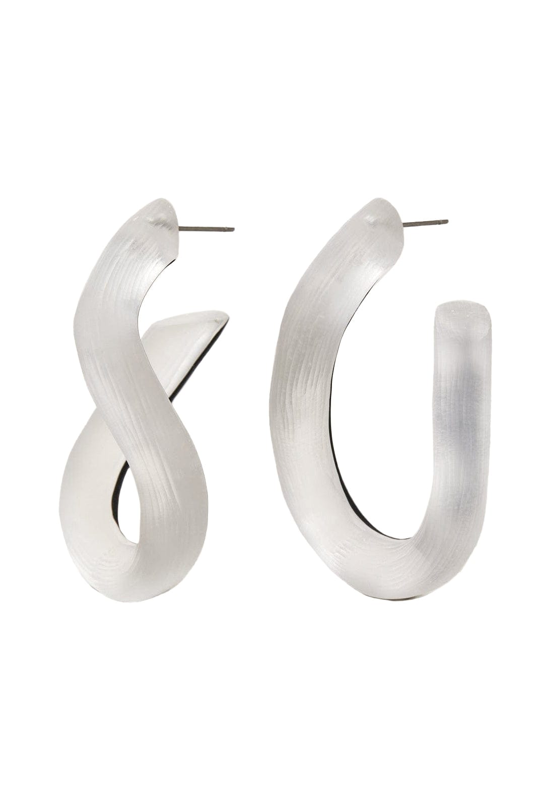 ALEXIS BITTAR-Silver Twist Hoop Earrings-SILVER