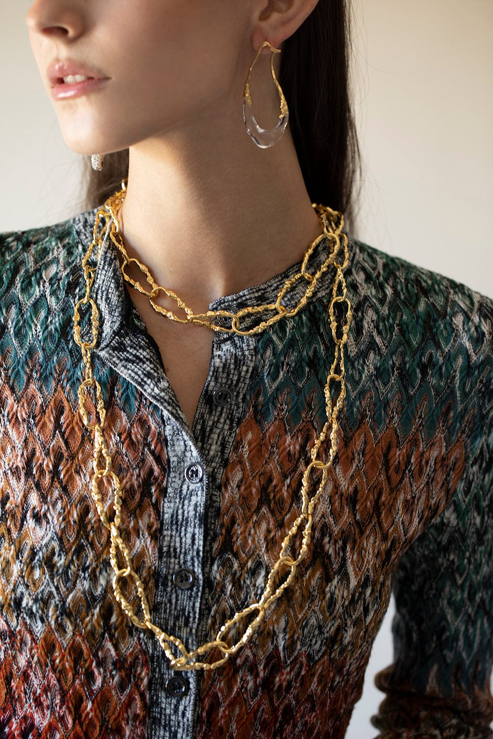 ALEXIS BITTAR-Brut Link Chain Necklace-BRASS