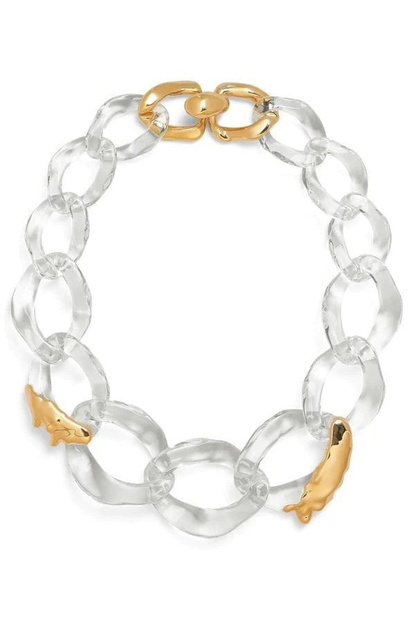 ALEXIS BITTAR-Extra Large Lucite Molten Clear Necklace-CLEAR