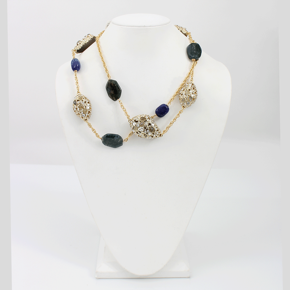 ALEXIS BITTAR-Pave Moss Agate Double Necklace-CRYSTAL