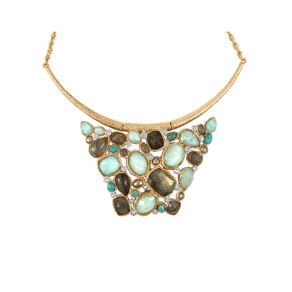 ALEXIS BITTAR-Stone Cluster Bib Necklace-MULTI