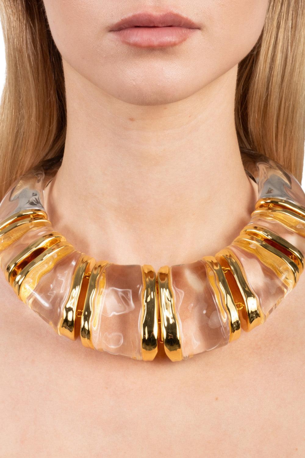 Lucite Segmented Bib Necklace-YELLOW-JEWELRYBOUTIQUENECKLACE O-ALEXIS BITTAR