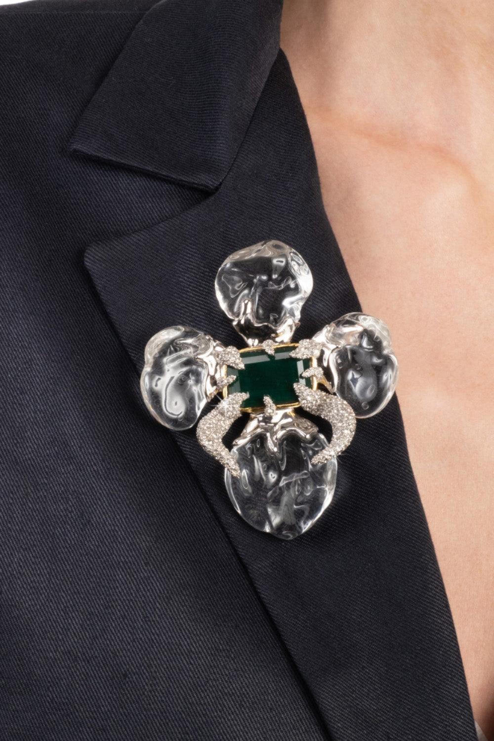  Crystal Silverlake Lucite Flower Pin-CLEAR-JEWELRYBOUTIQUEPIN-ALEXIS BITTAR 