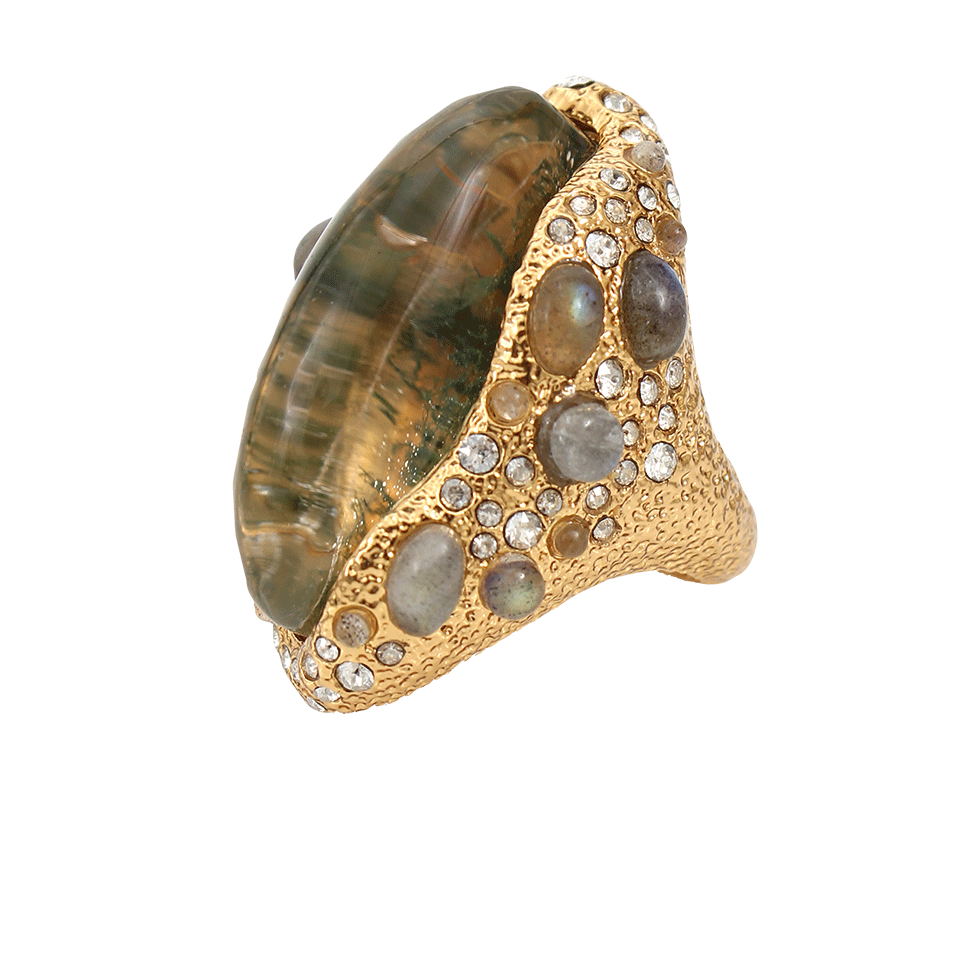 ALEXIS BITTAR-Moss Agate Doublet Ring-GOLD