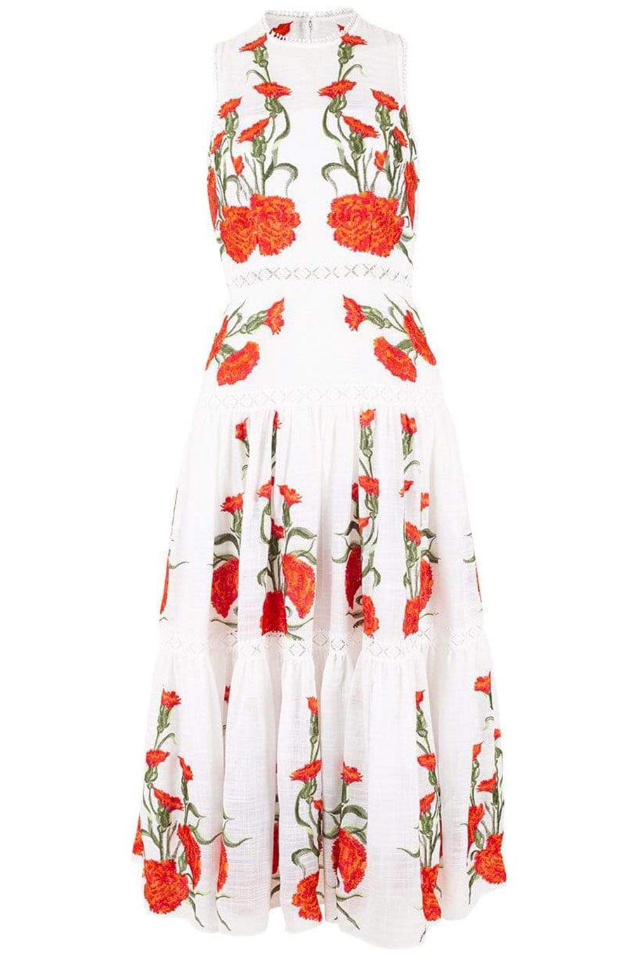 ALEXIS-Blossom Embroidered Leomie Dress-WHITE