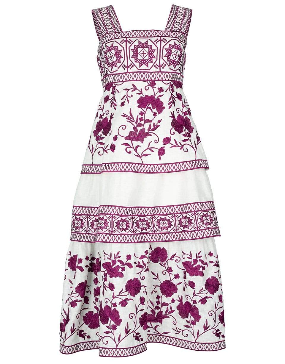 ALEXIS-Verity Print Sleeveless Embroidered Dress-