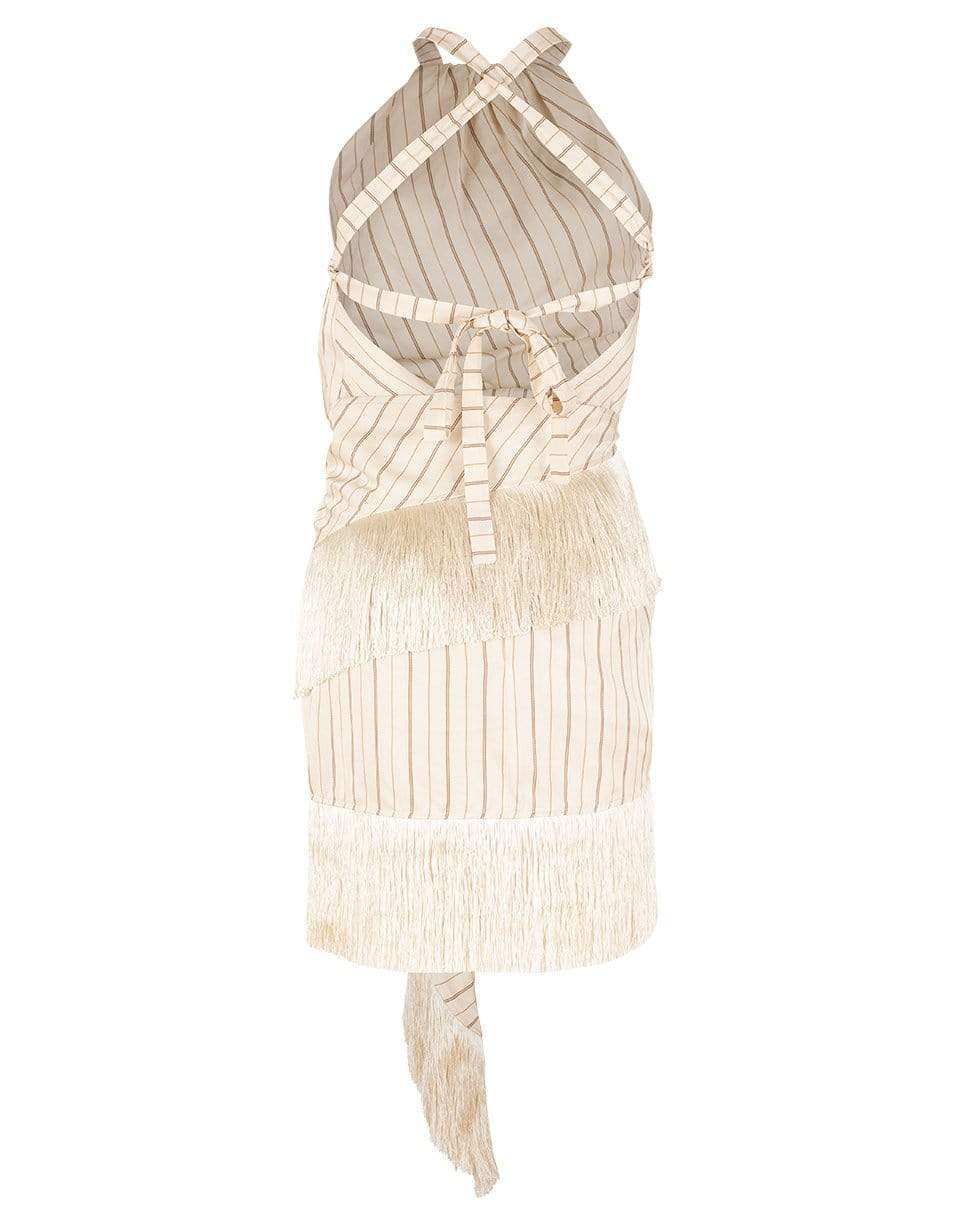 ALEXIS-Merina Fringed Striped Twill Mini Wrap Dress-