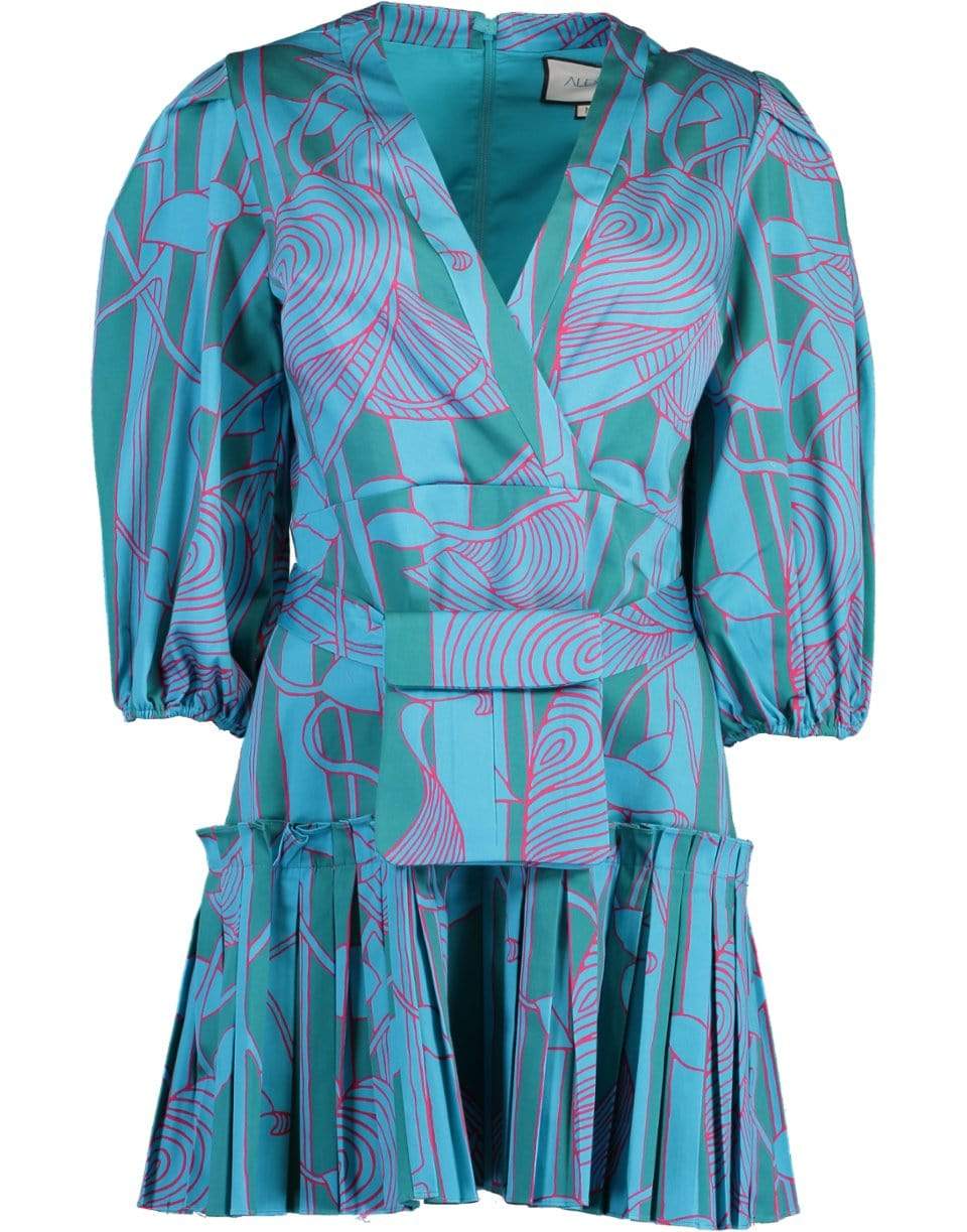 ALEXIS-Sakura Printed Mini Cotton Wrap Dress-