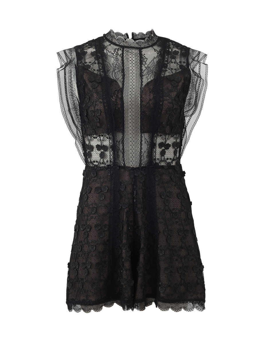 ALEXIS-Lace Short Romper-BLACK