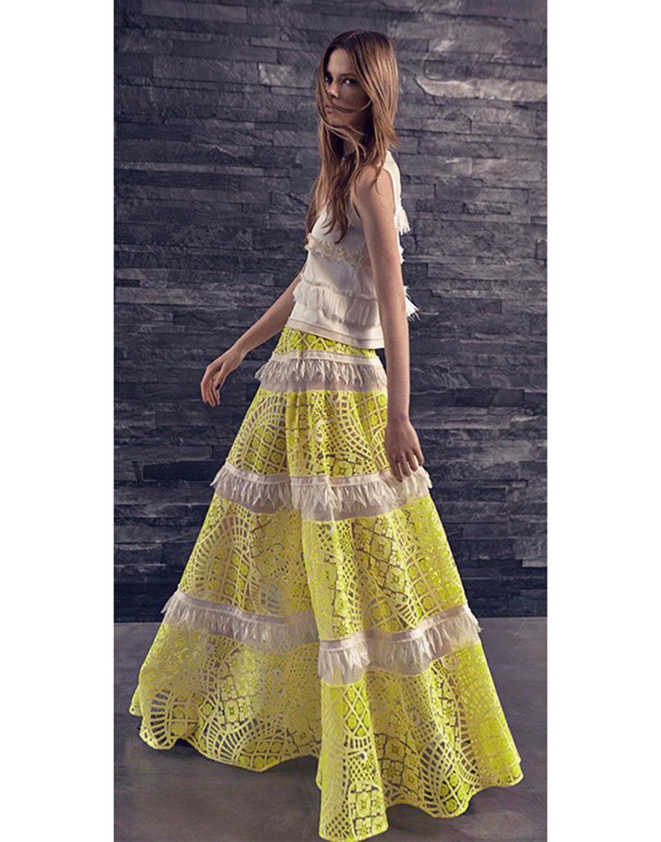 ALEXIS-Fleur Long Lace Skirt-