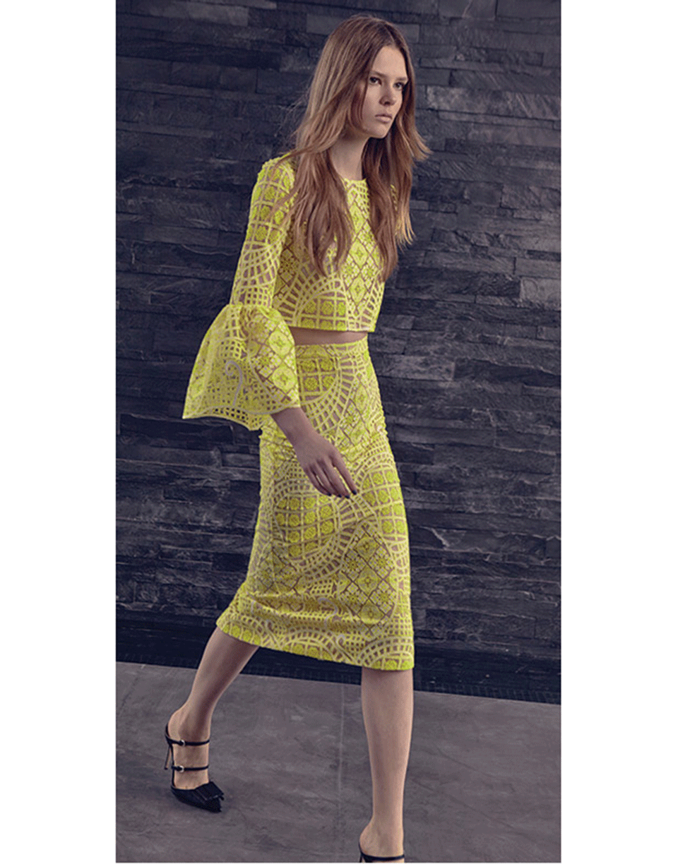 ALEXIS-Iona Lace Pencil Skirt-AURORA