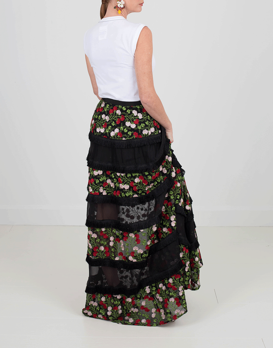 ALEXIS-Carosini Embroidered Tiered Skirt-