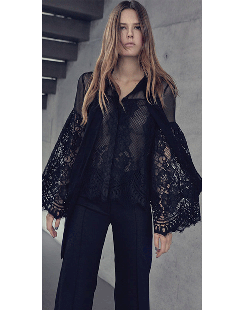 ALEXIS-Salvatore Lace Button Top-