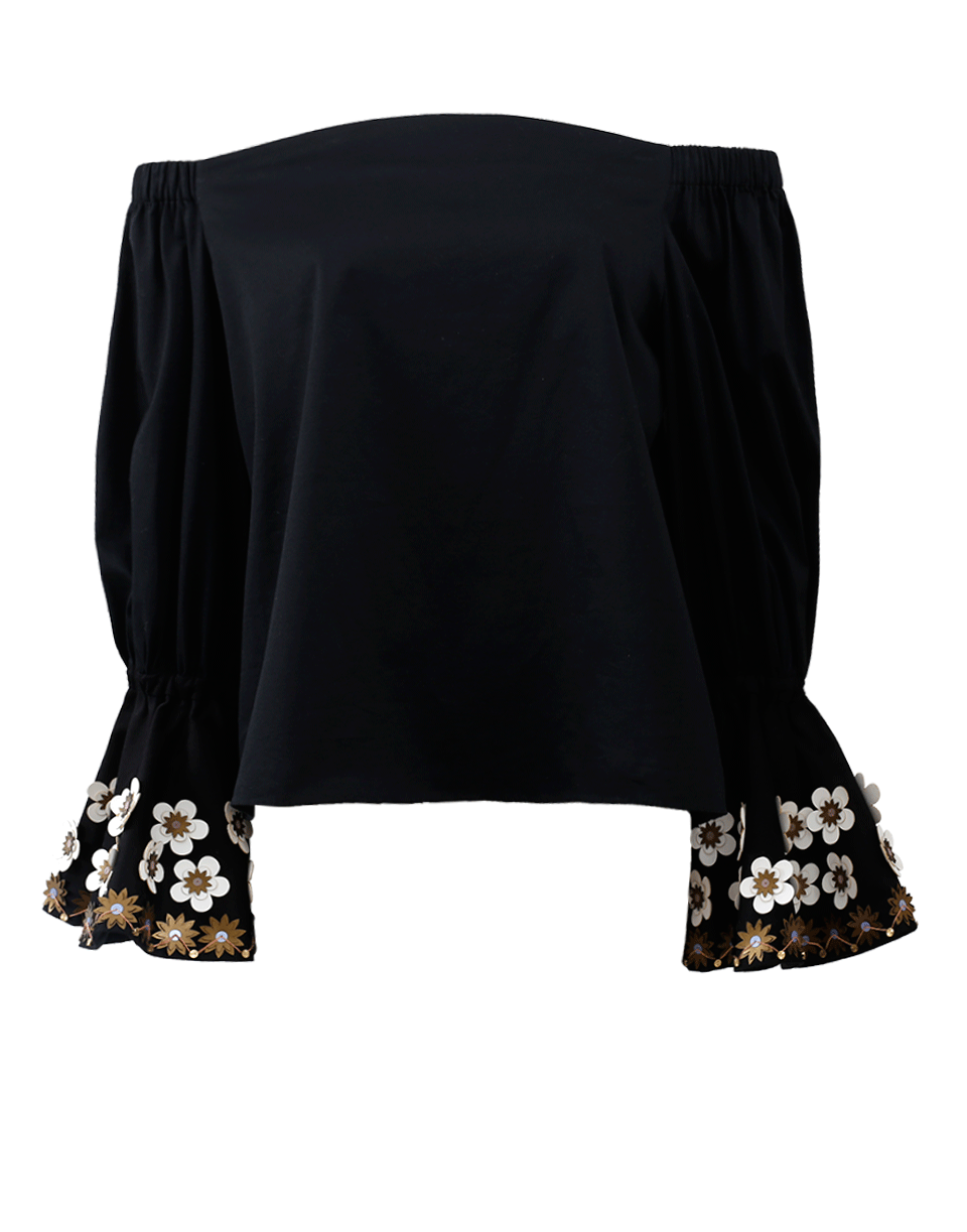 ALEXIS-Juniper Off Shoulder Flower Cuff Top-