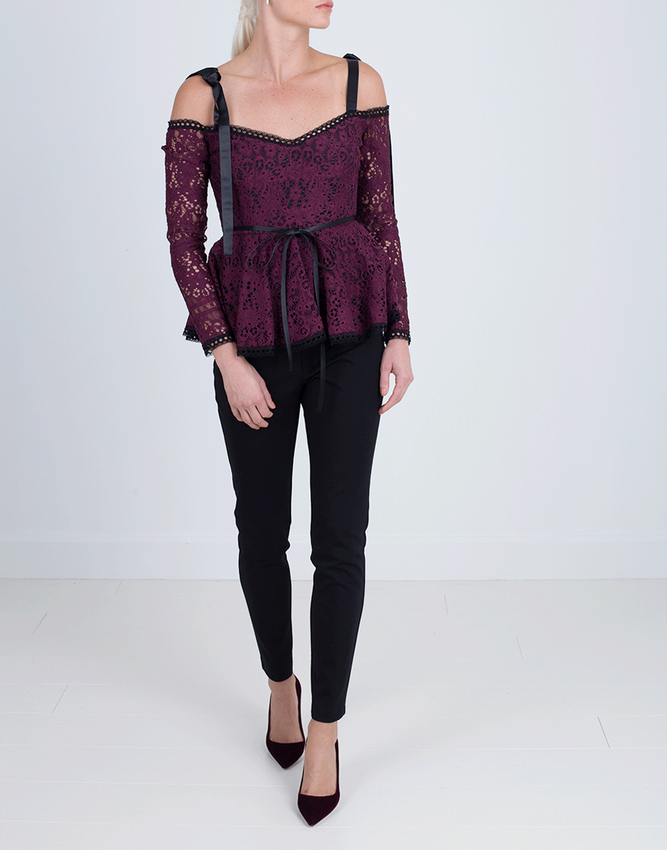 ALEXIS-Krysten Cold Shoulder Lace Top-