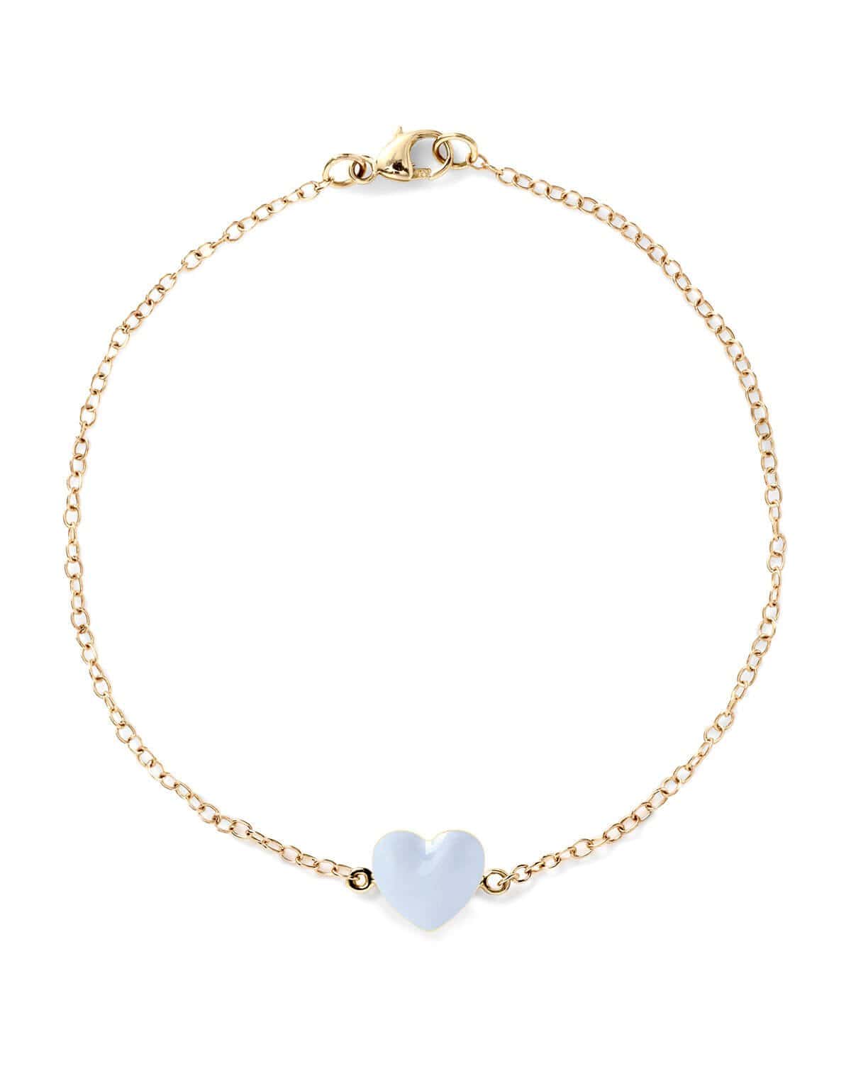 ALISON LOU-Blue Clair Enamel Heart Bracelet-YELLOW GOLD