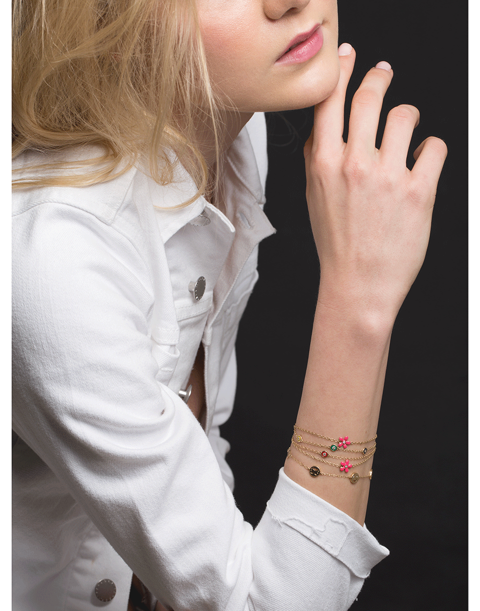ALISON LOU-Red Enamel and Diamond Bracelet-YELLOW GOLD