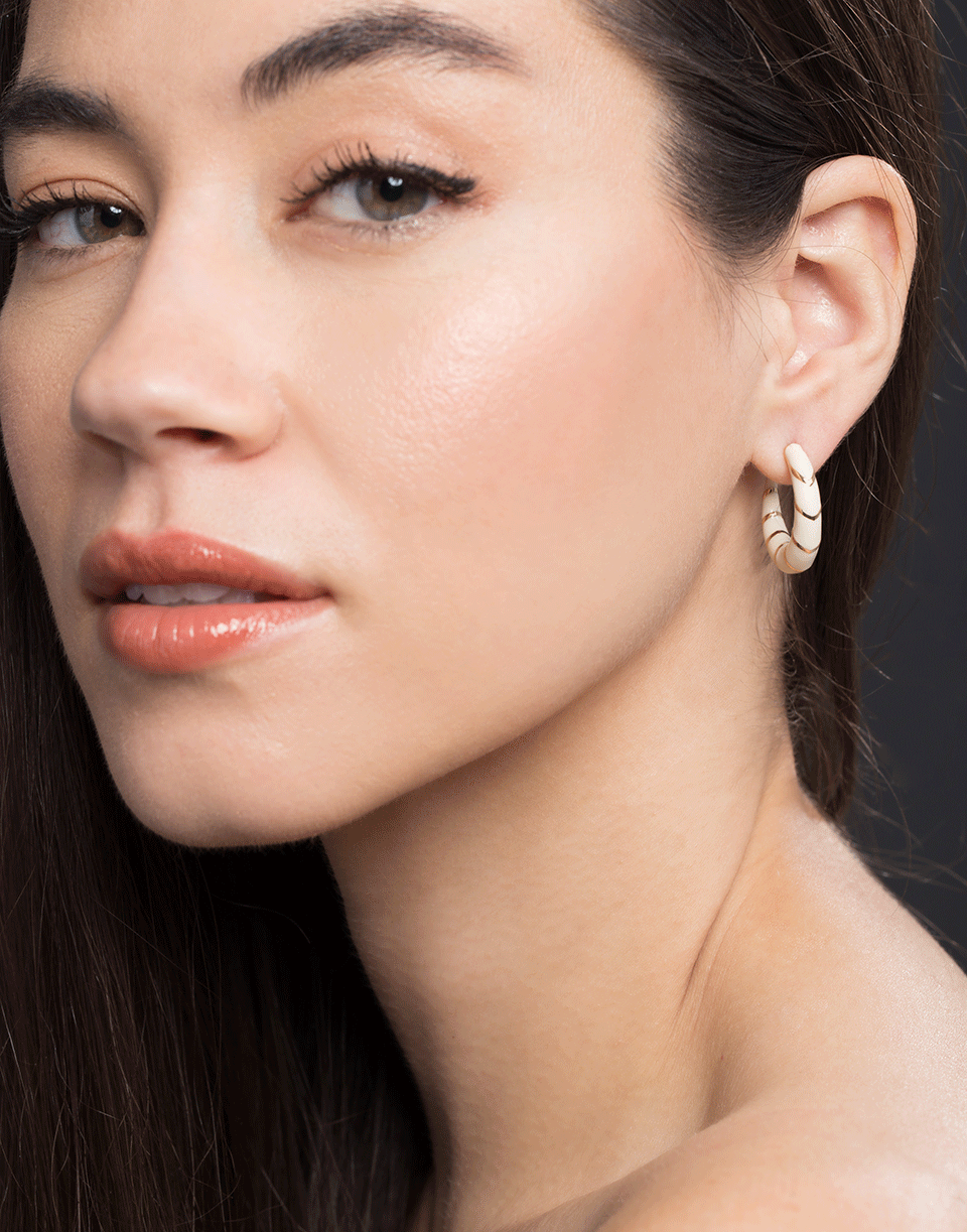 ALISON LOU-Cream Enamel Striped Hoops-YELLOW GOLD