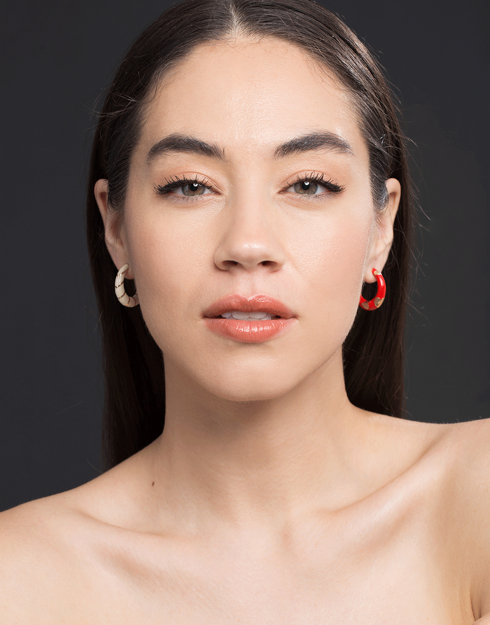 ALISON LOU-Cream Enamel Striped Hoops-YELLOW GOLD