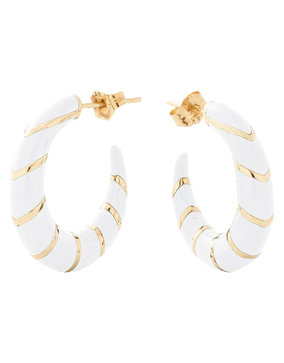 ALISON LOU-Cream Enamel Striped Hoops-YELLOW GOLD