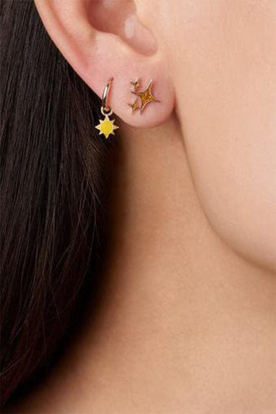 ALISON LOU-Gold Glitter Twinkle Stud-YELLOW GOLD