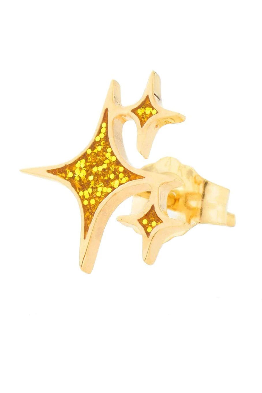 ALISON LOU-Gold Glitter Twinkle Stud-YELLOW GOLD