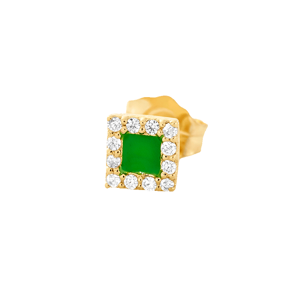 ALISON LOU-Green Enamel And Diamond Stud-YELLOW GOLD