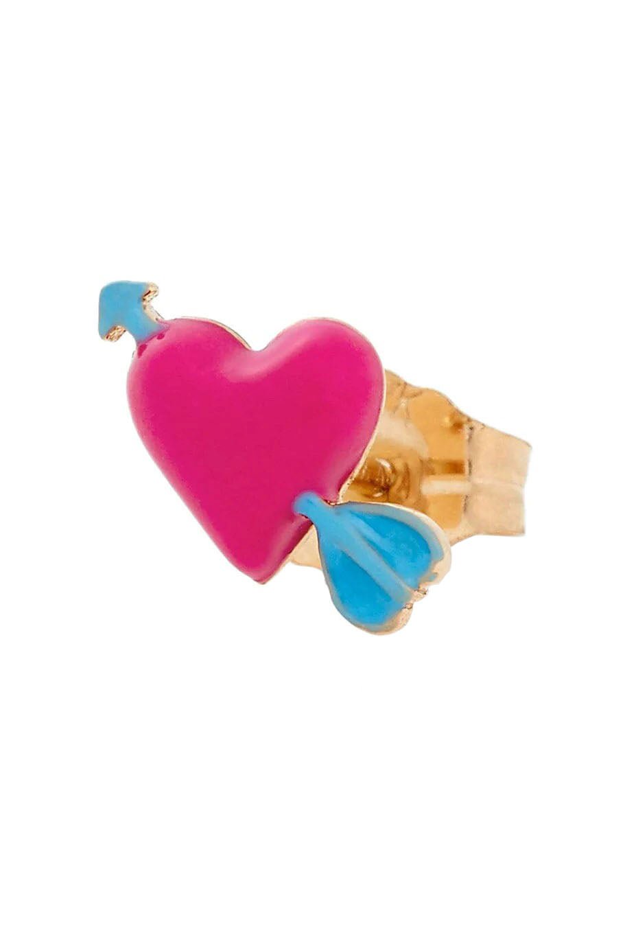 ALISON LOU-Heart With Arrow Stud-YELLOW GOLD