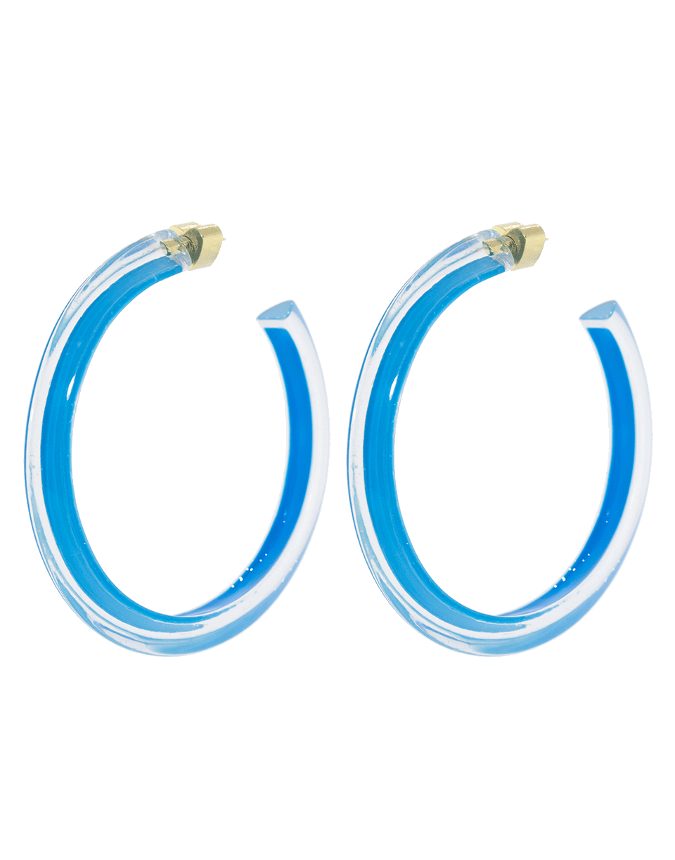 ALISON LOU-Medium Neon Blue Loucite Jelly Hoops-YELLOW GOLD