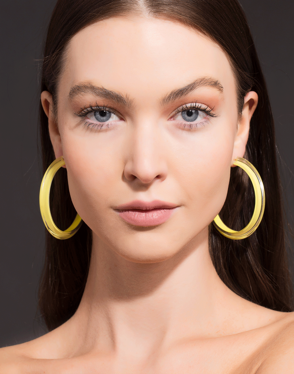 ALISON LOU-Medium Neon Yellow Loucite Jelly Hoops-YELLOW GOLD