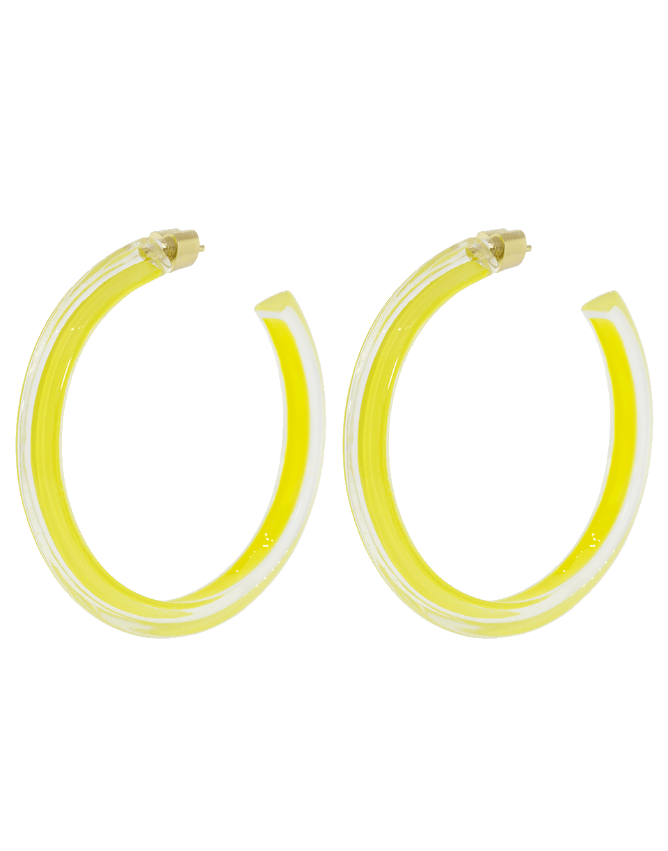 ALISON LOU-Medium Neon Yellow Loucite Jelly Hoops-YELLOW GOLD
