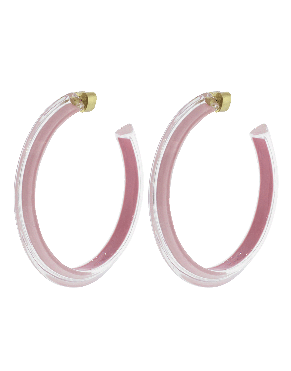 ALISON LOU-Medium Pink Loucite Jelly Hoops-YELLOW GOLD