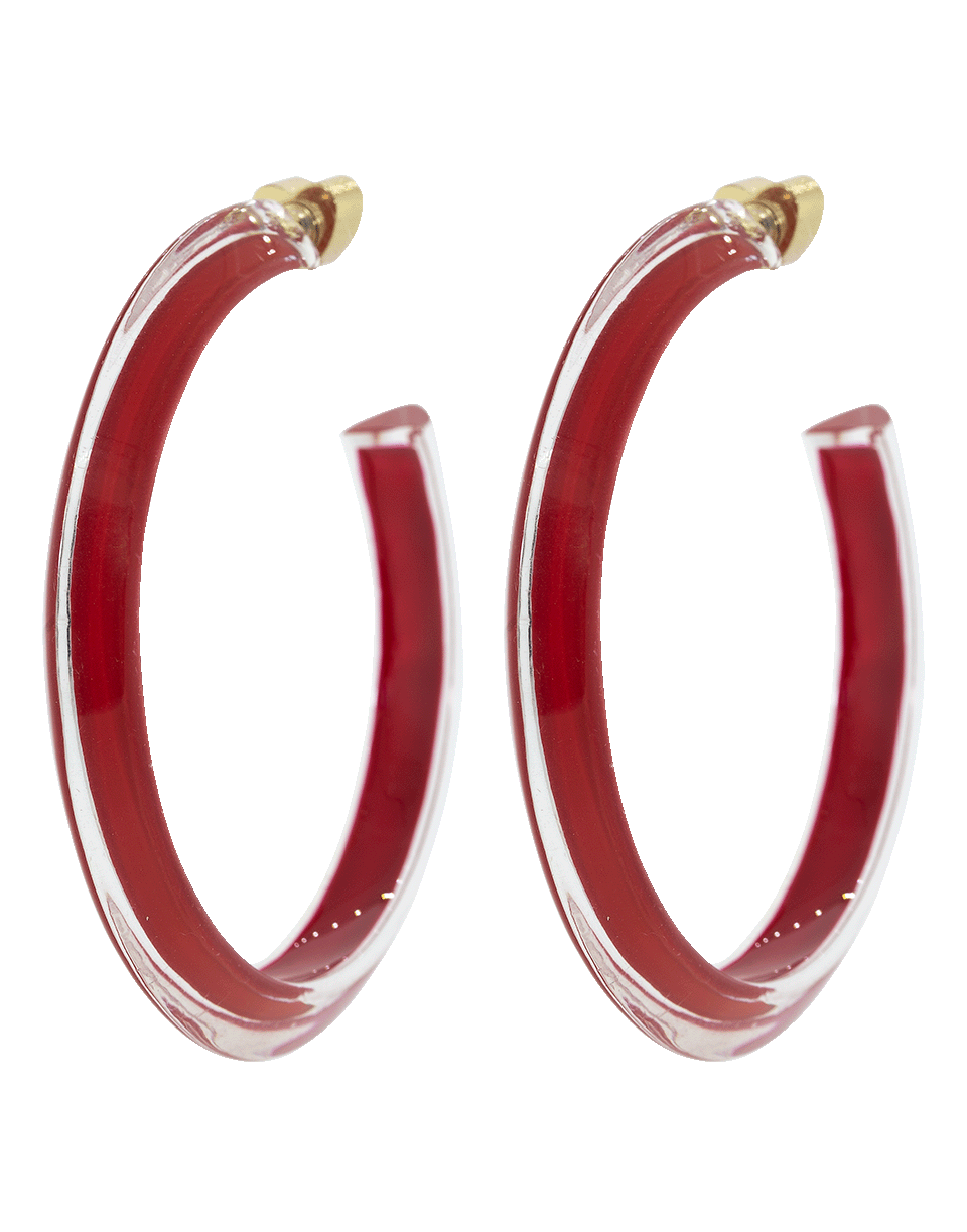 ALISON LOU-Medium Red Loucite Jelly Hoops-YELLOW GOLD