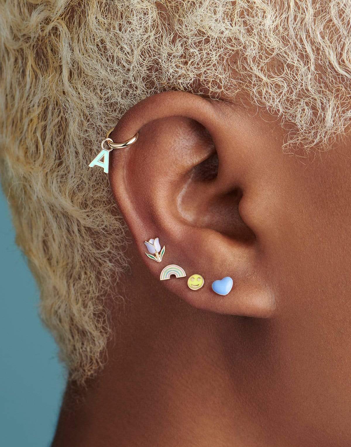 ALISON LOU-Pastel Rainbow Stud-YELLOW GOLD
