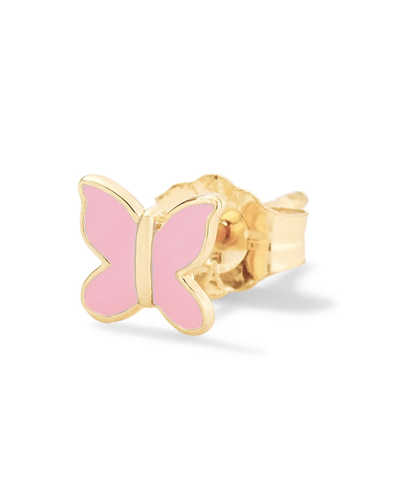 ALISON LOU-Pink Butterfly Stud-YELLOW GOLD