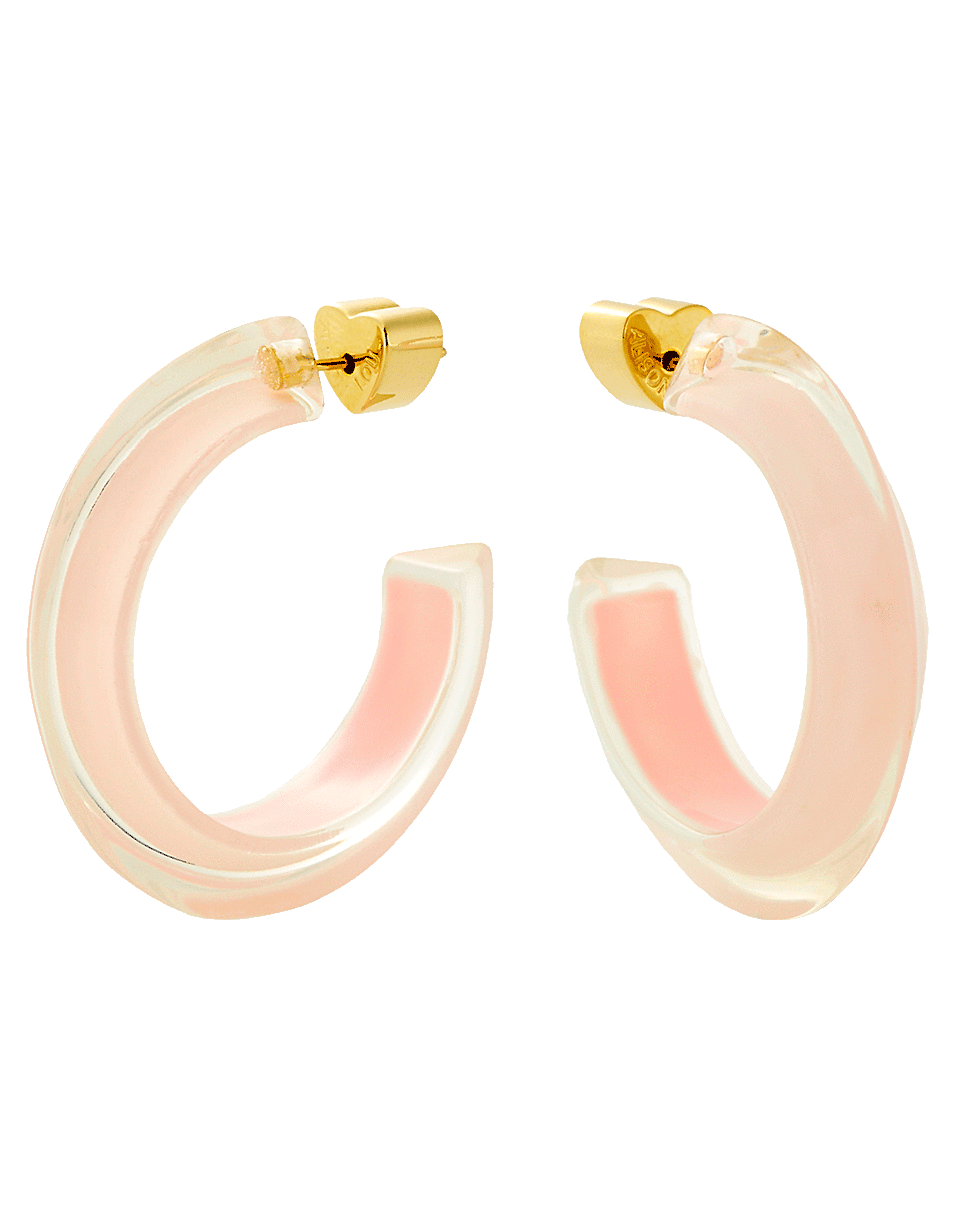 ALISON LOU-Pink Lucite Jelly Hoop Earrings-YELLOW GOLD
