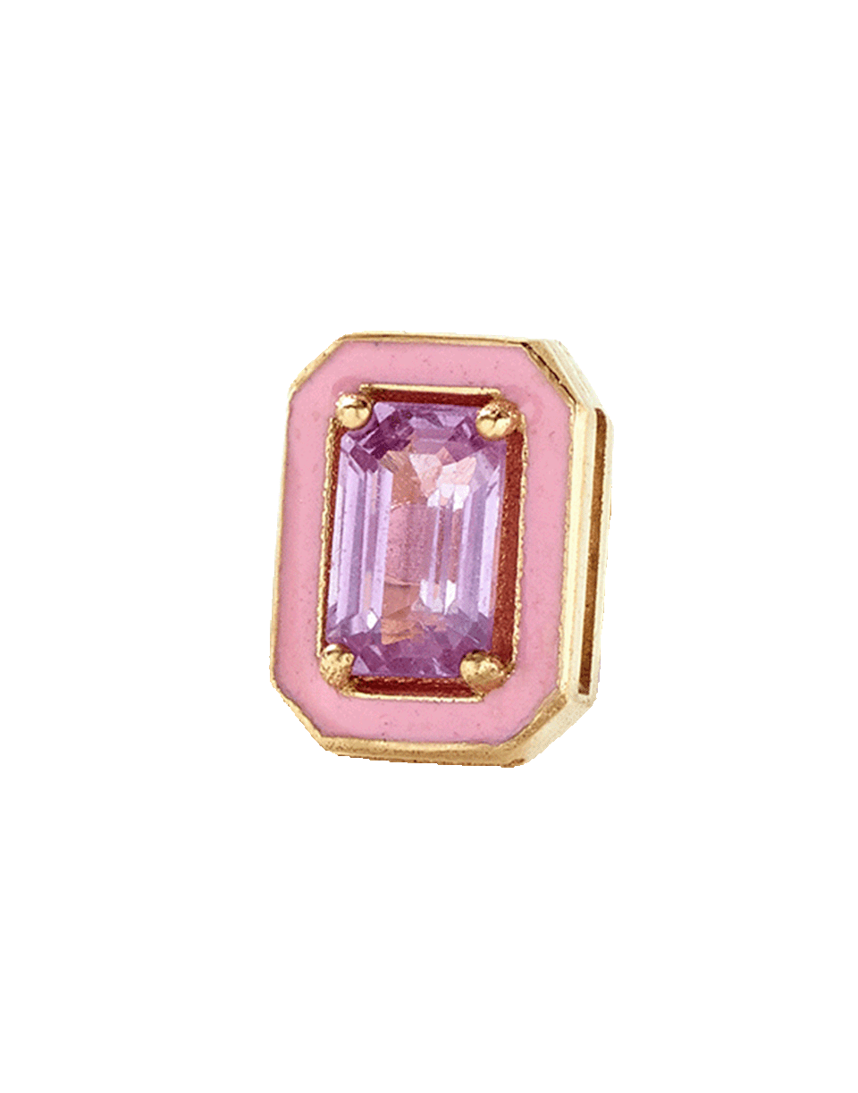 ALISON LOU-Pink Sapphire And Enamel Stud-YELLOW GOLD