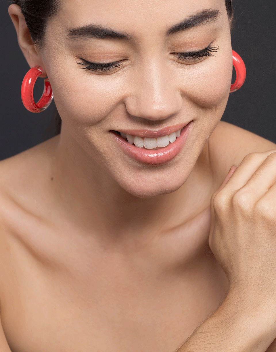 ALISON LOU-Small Coral LOUcite Jelly Hoops-YELLOW GOLD