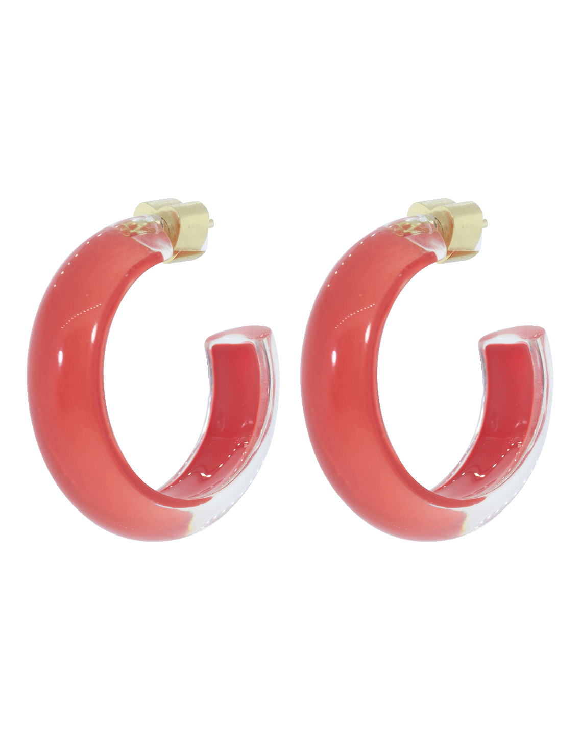 ALISON LOU-Small Coral LOUcite Jelly Hoops-YELLOW GOLD
