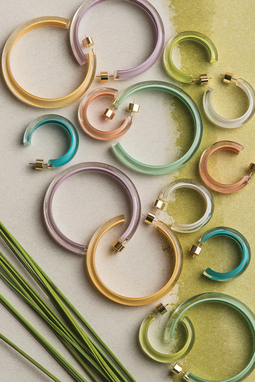 ALISON LOU-Small Peach LOUcite Jelly Hoops-YELLOW GOLD