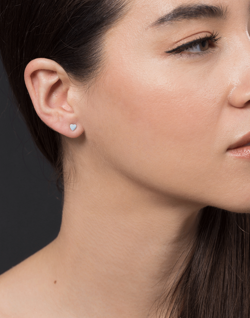 ALISON LOU-Tiny Blue Heart Stud Earring-YELLOW GOLD