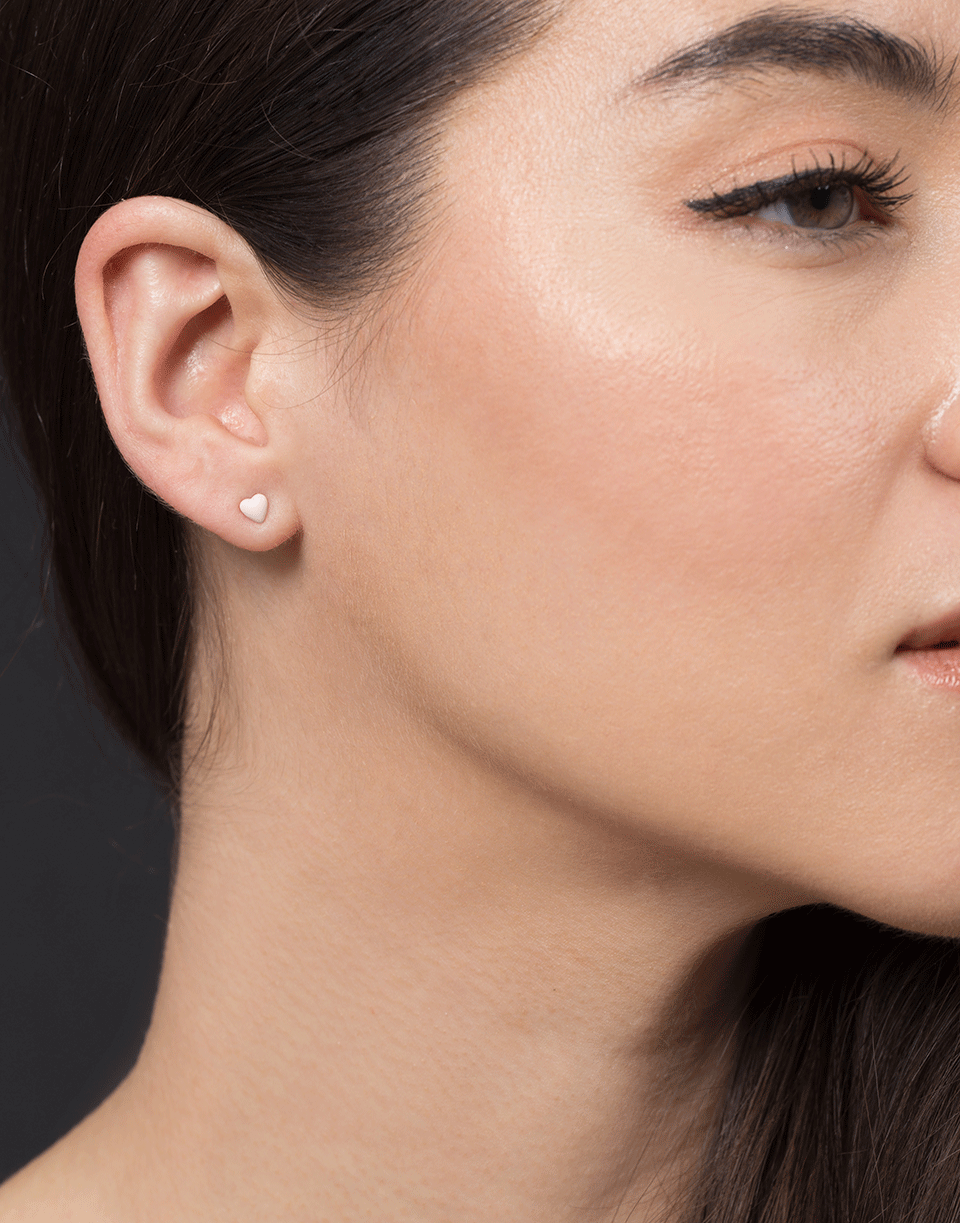 ALISON LOU-Tiny Pink Heart Stud Earring-YELLOW GOLD