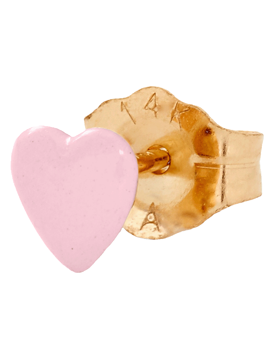 ALISON LOU-Tiny Pink Heart Stud Earring-YELLOW GOLD