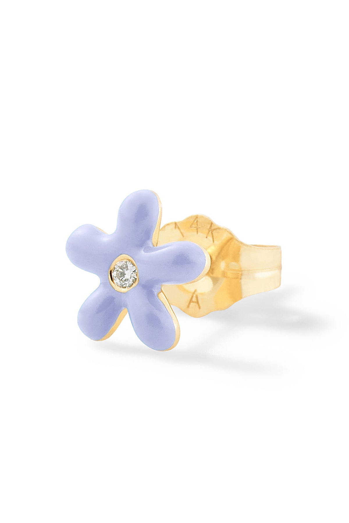 ALISON LOU-Violet Tiny Wildflower Stud-YELLOW GOLD