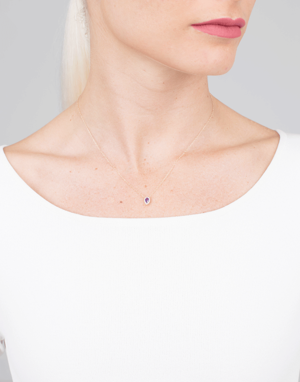 ALISON LOU-Amethyst Pendant Necklace-YELLOW GOLD