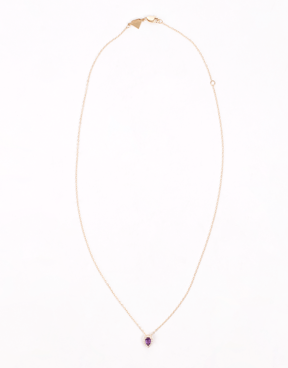 ALISON LOU-Amethyst Pendant Necklace-YELLOW GOLD