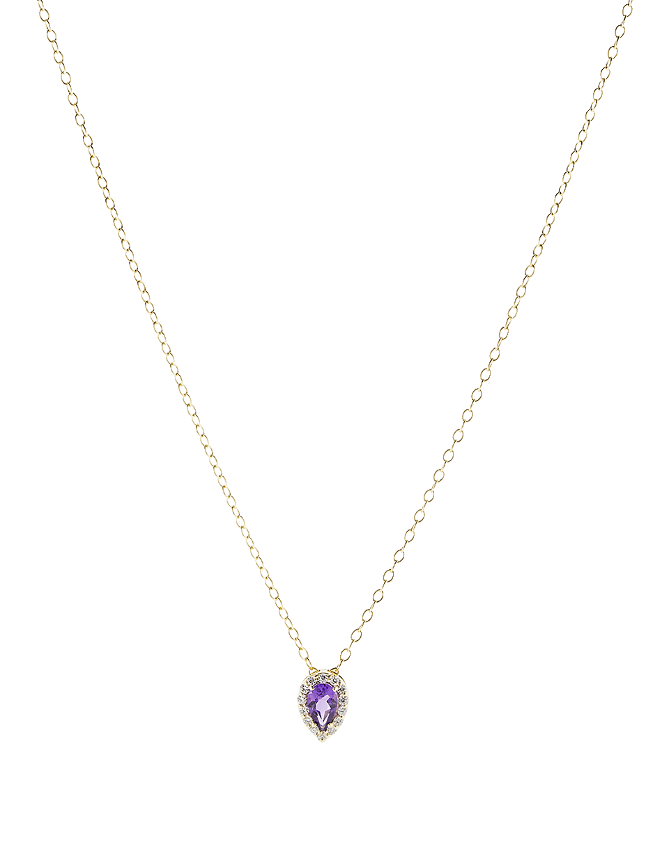 ALISON LOU-Amethyst Pendant Necklace-YELLOW GOLD